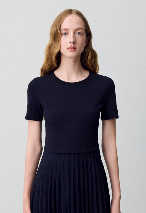 Zweifarbige Kleid in Schwarz und Marine 