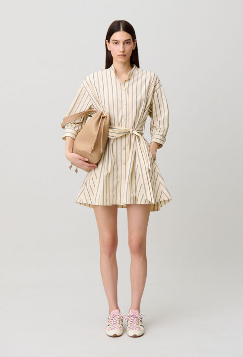 Robe chemise coton cintr&eacute;