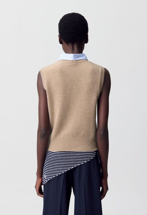 Pull sans manches col amovible