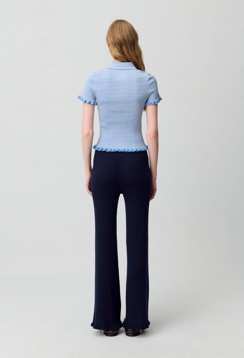 Top polo rayures boutonné