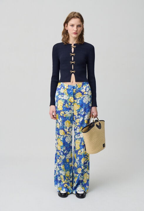 Weite, gerade Hose mit Blumenmuster