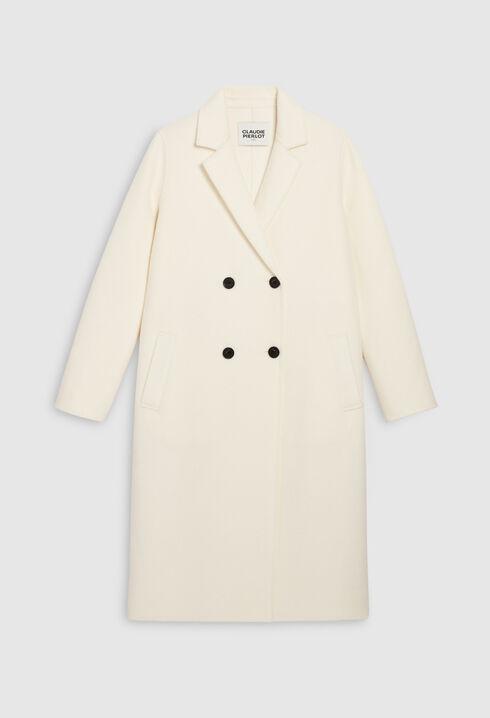Ecru straight mid-length coat