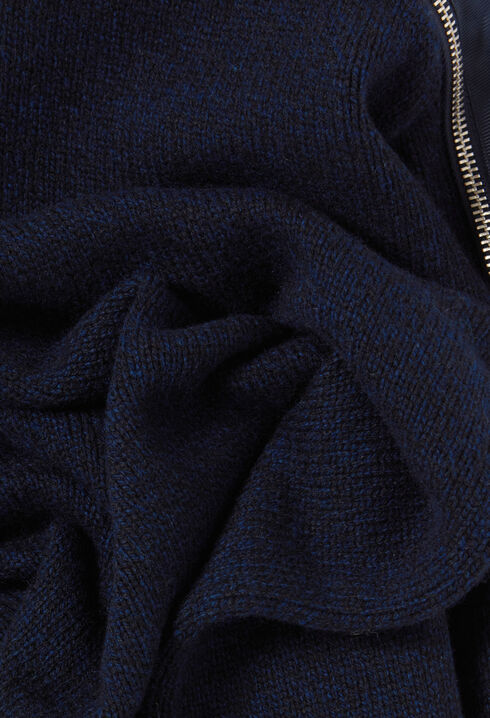 Pull col montant zippé bleu marine