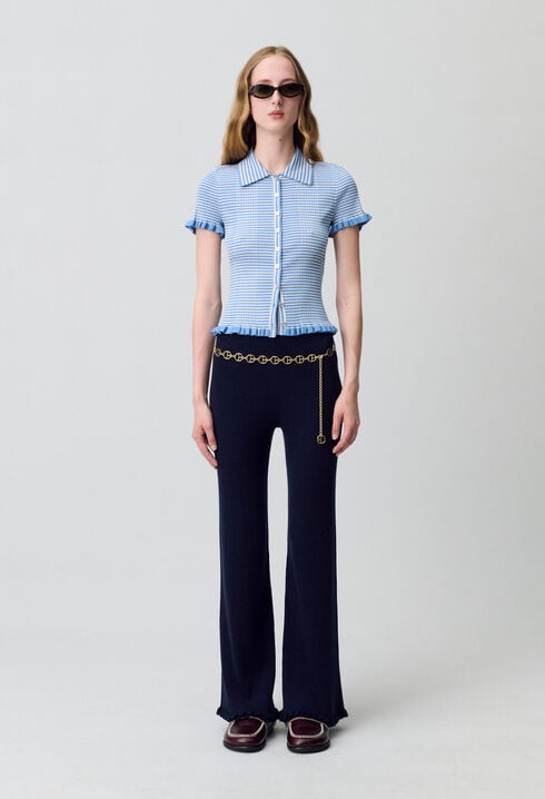 Top polo rayures boutonné