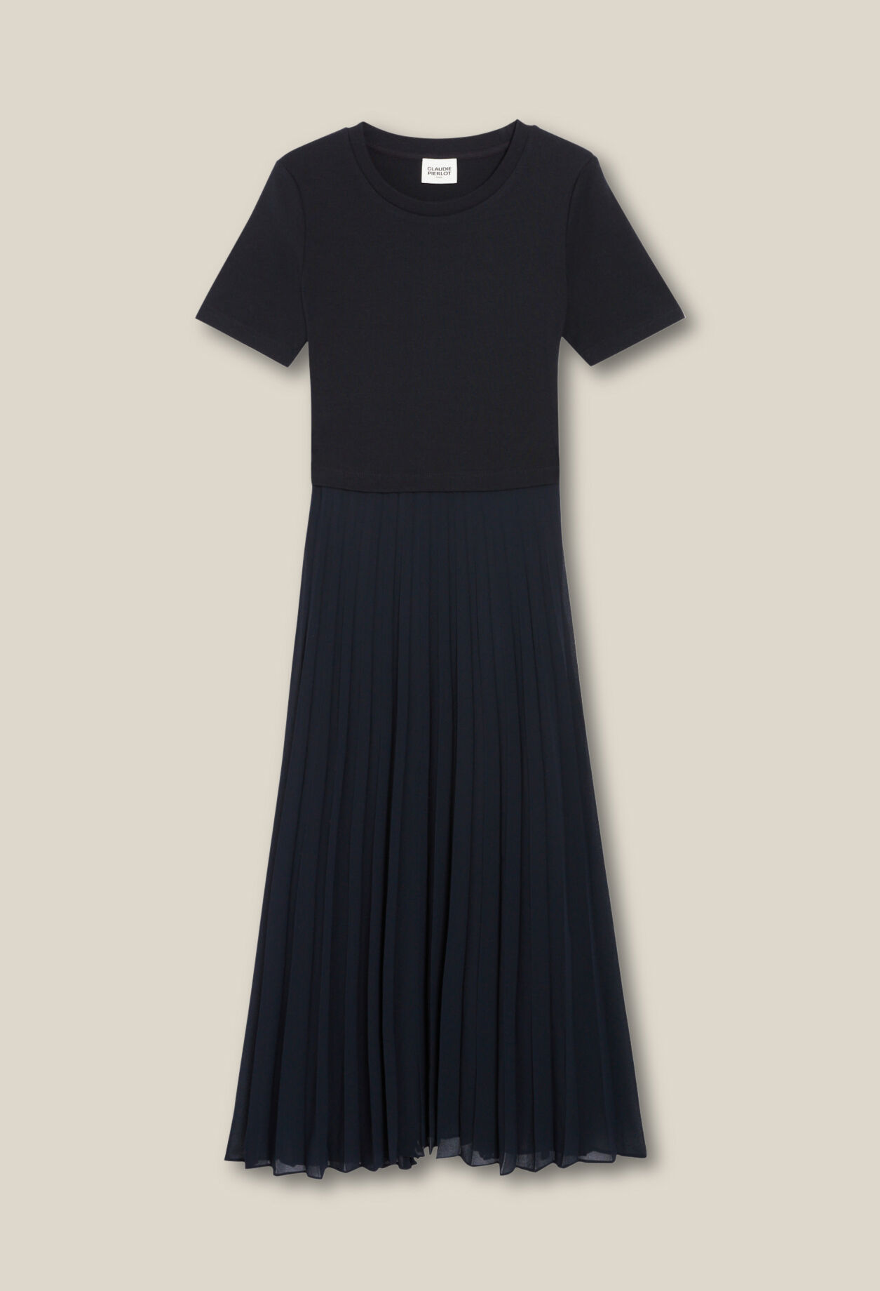 Langes Kleid Teli aus Materialmix