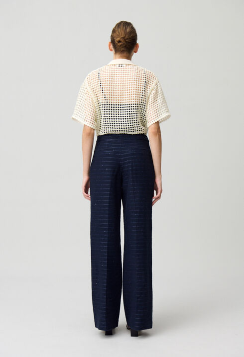 Pantalon droit rayé à pont