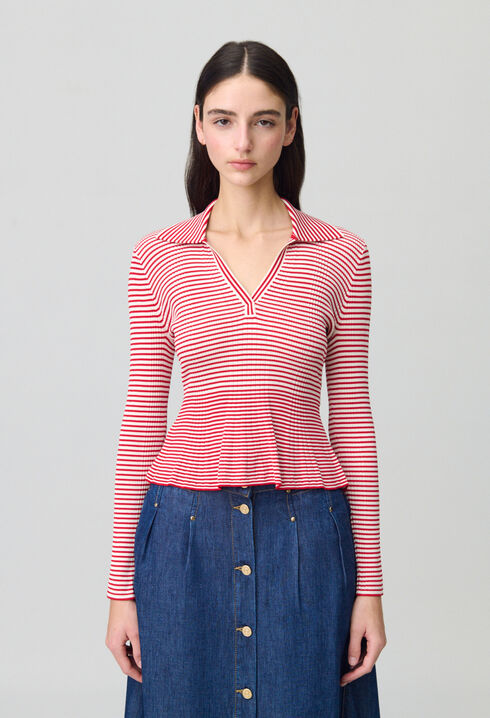 Gestreiftes Top mit Volants.