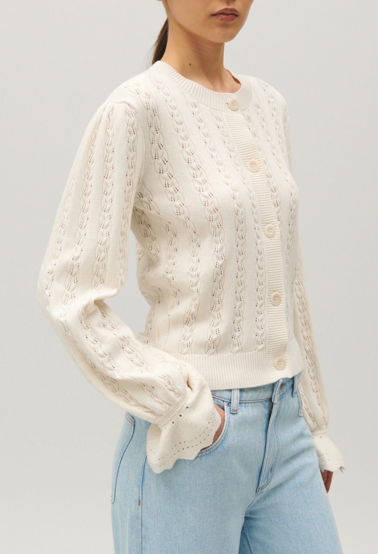 Strick-Cardigan Ecru