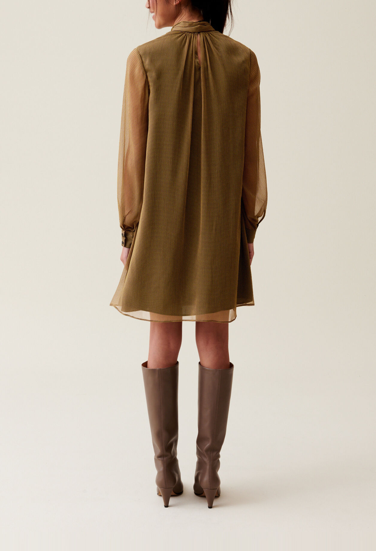 Flowy Dress with Tie Neck