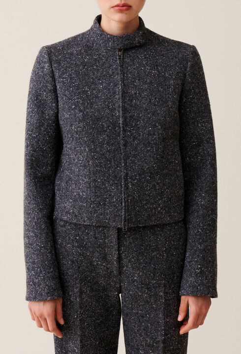 Kurze Jacke aus grauer Wollmischung