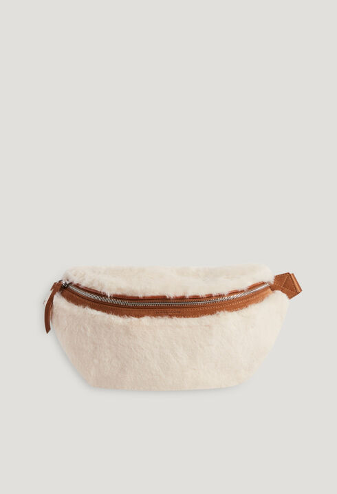 Ecru faux fur bum bag