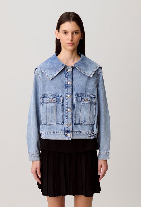 Contrast stitch denim jacket