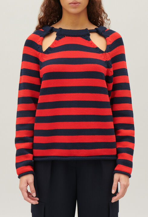 Pull ray&eacute; bicolore