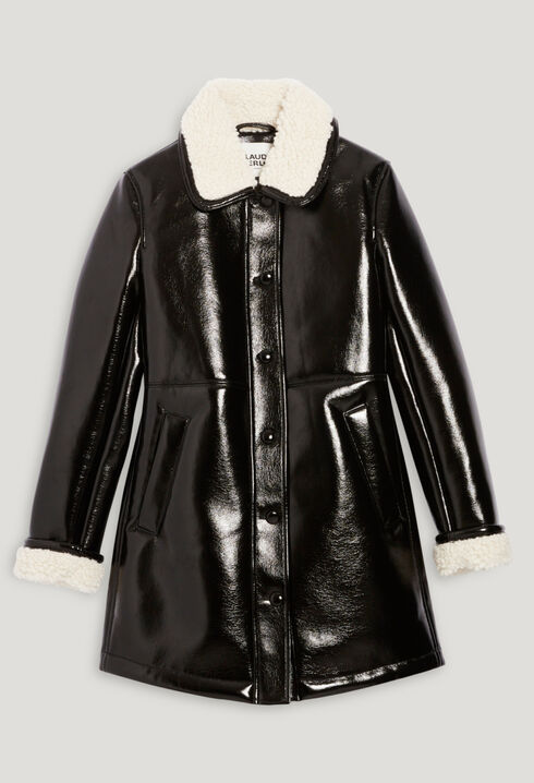 Vinyl mid-length coat