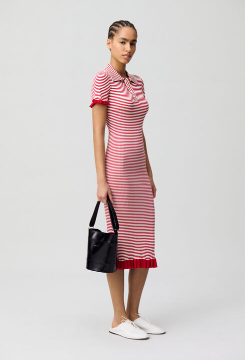 Striped fine knit maxi dress