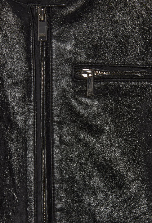 Bikerjacke aus schwarzem Leder