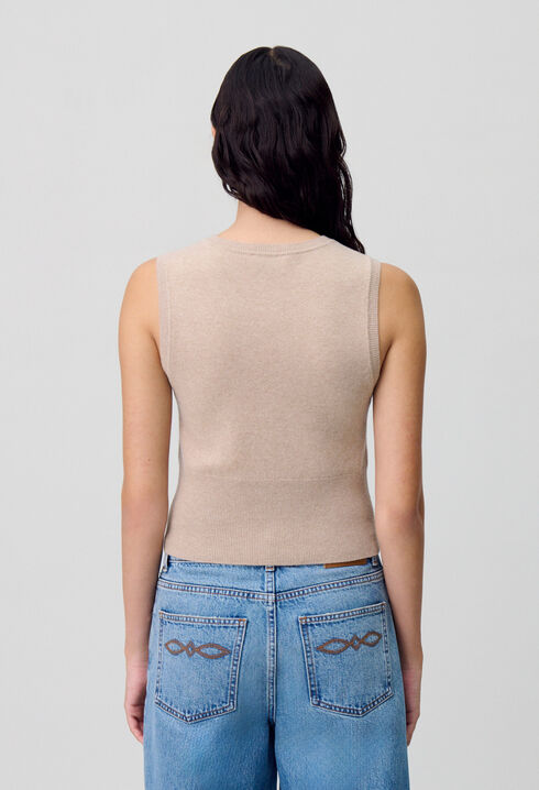 Top maille boutonné
