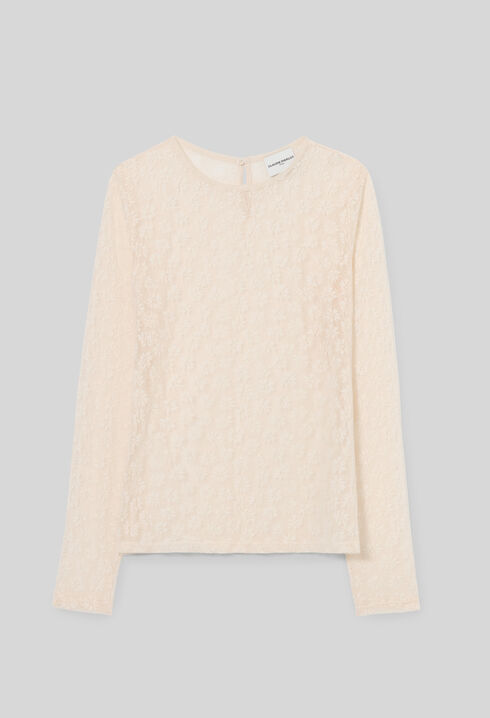 Long-sleeved lace T-shirt
