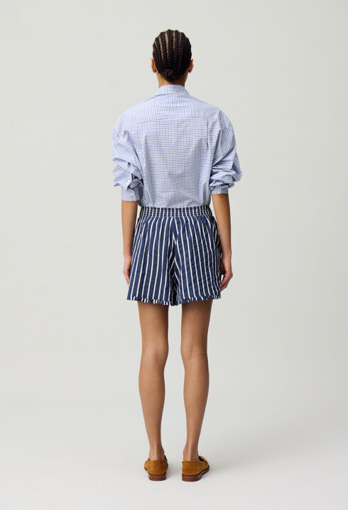 Short rayé large volanté