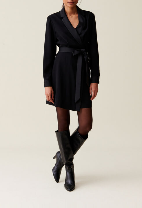 Wrap Dress with Lapel Collar