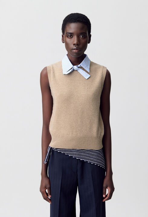 Pull sans manches col amovible