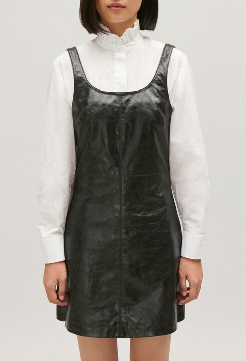 Kurzes Chasuble Kleid schwarzes Leder