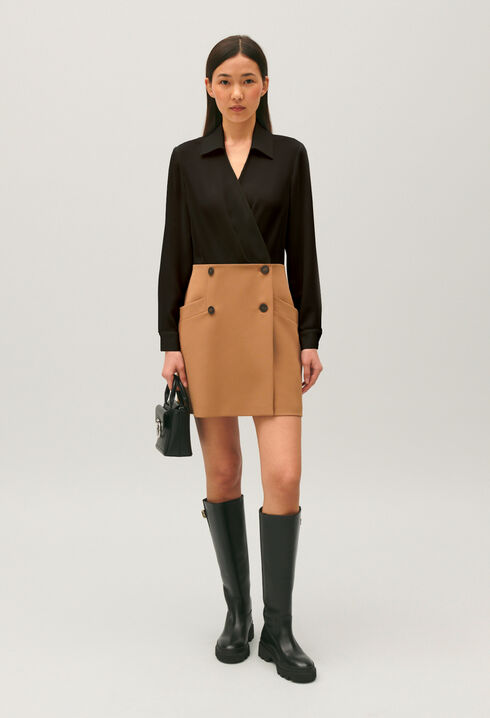 Two-tone short blazer dress