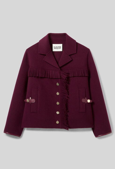 Short Wool Coat with Fringes