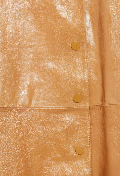 Lange Lederjacke in Ockergelb