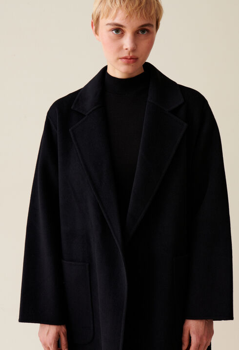 Black belted long coat