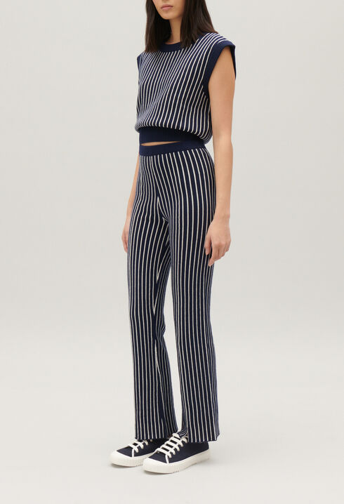 Pantalon maille rayures