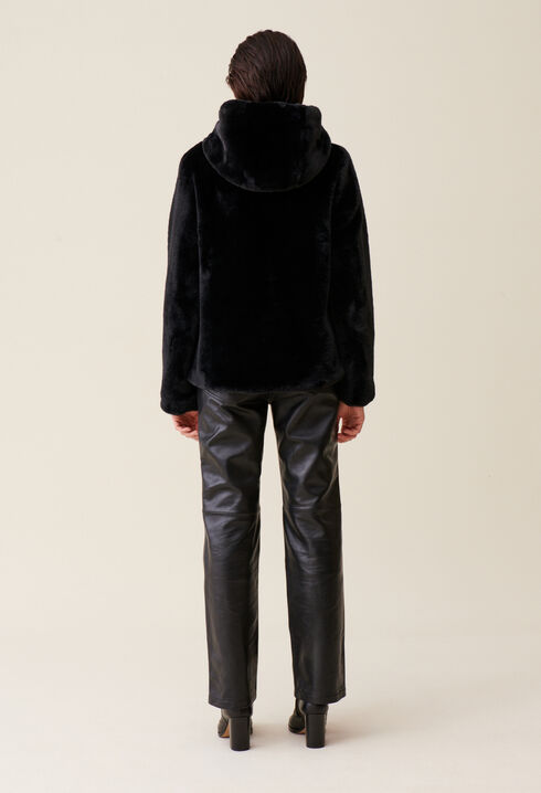 Veste fausse fourrure à capuche