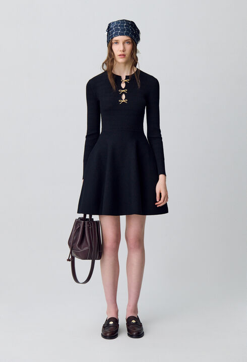 Robe courte maille nœuds