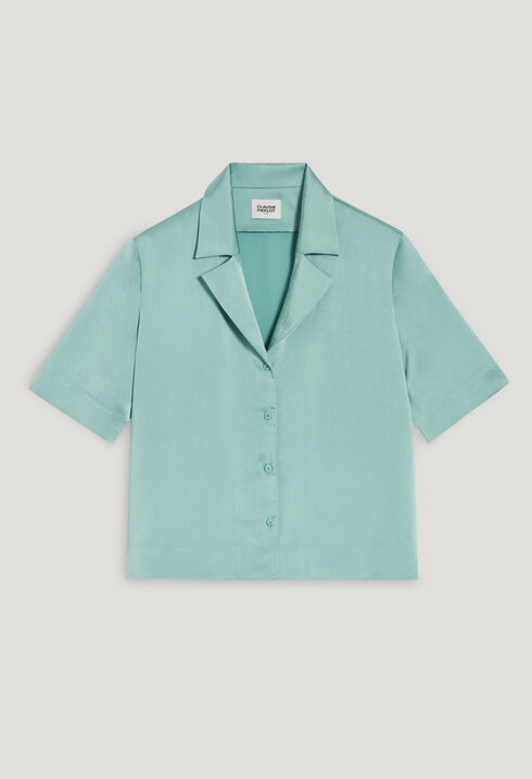 Chemise fluide satinée vert d'eau