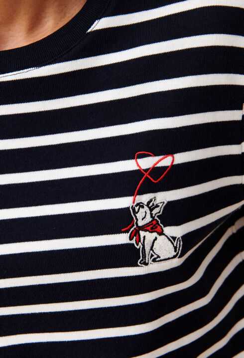 T-shirt marinière broderie Jean Toto