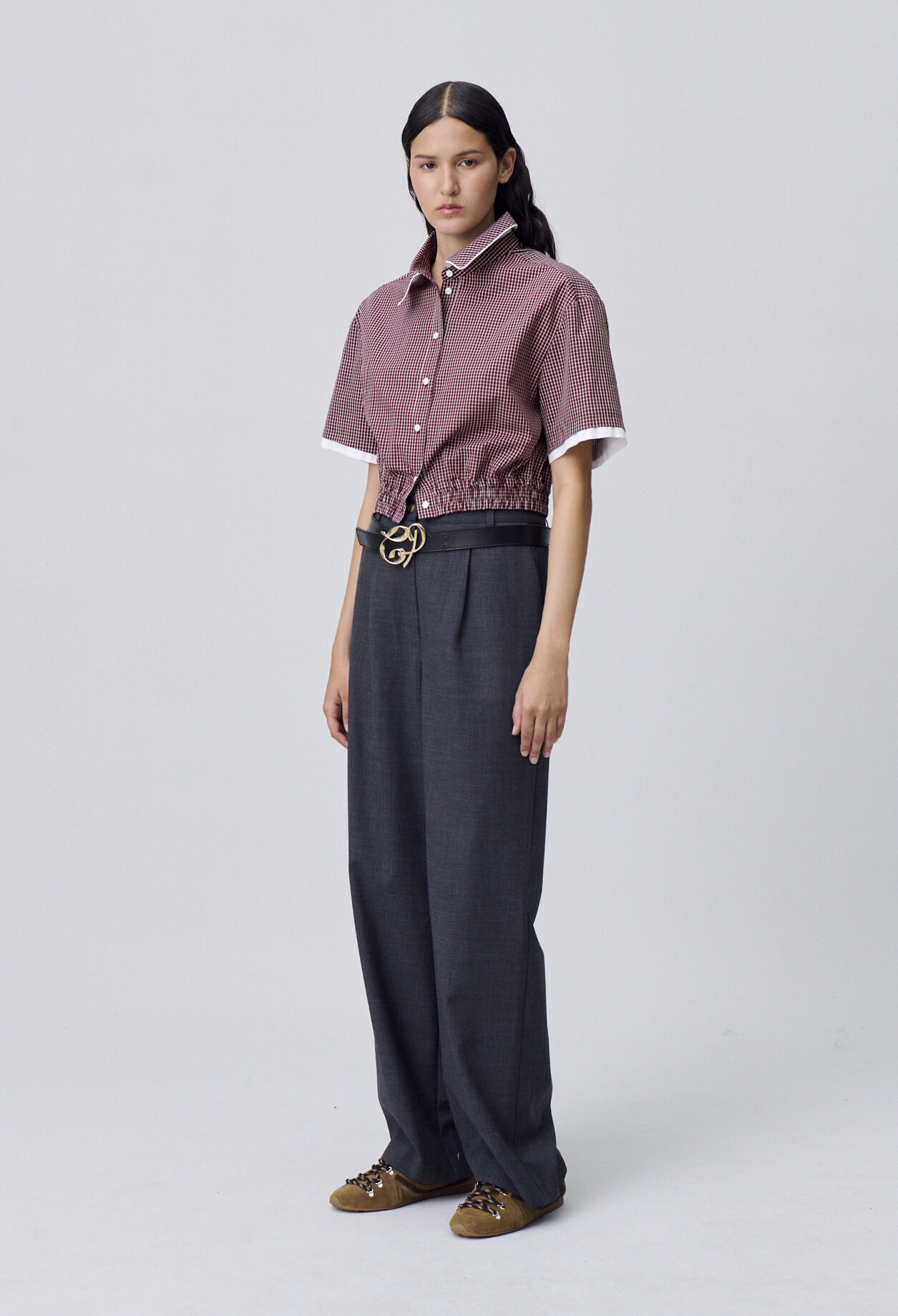 Short checked shirt