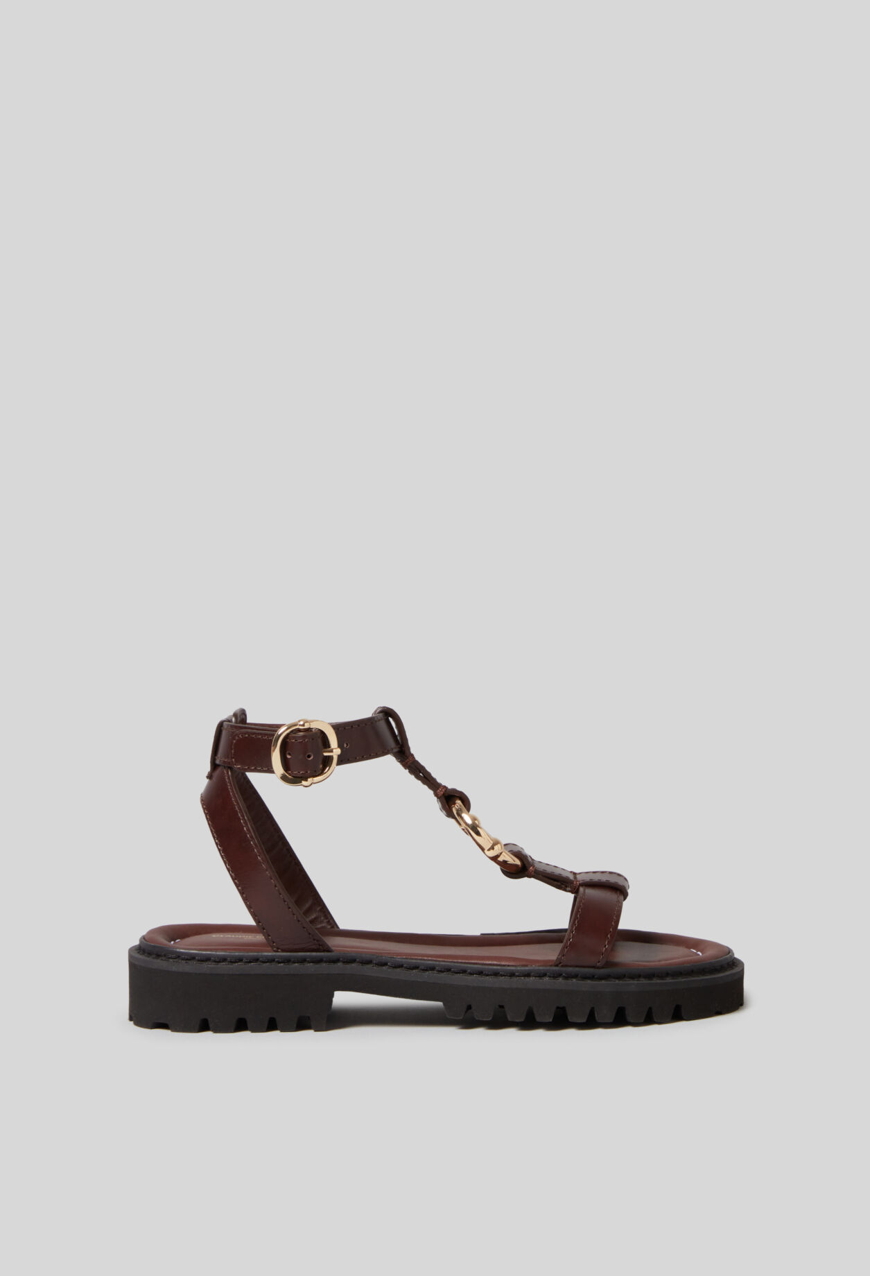 Sandales cuir anneau doré