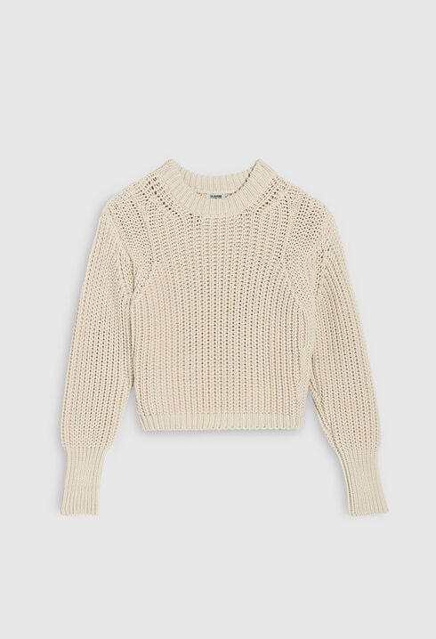 Pull beige grosse maille