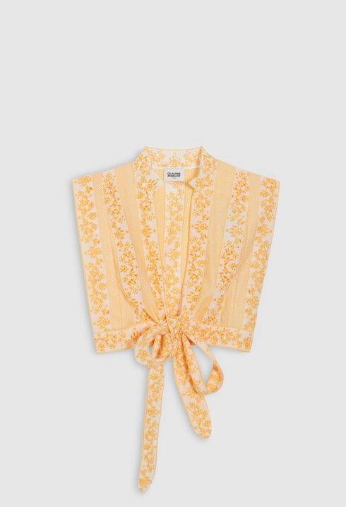 Embroidered mimosa wrap over top