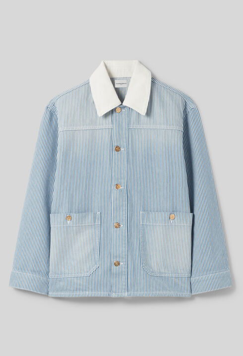 Gestreifte Gabardine-Denim-Jacke