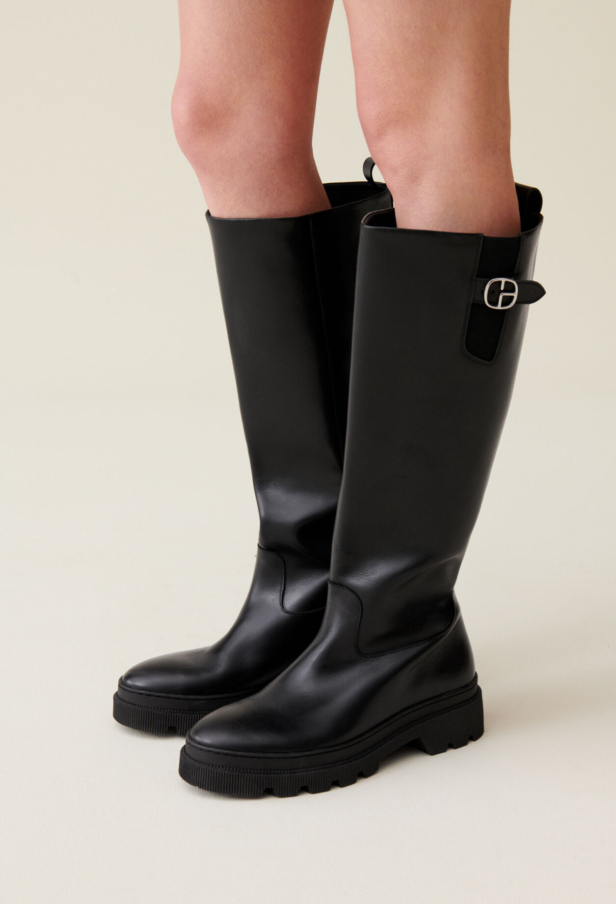 Smooth Leather High Boots