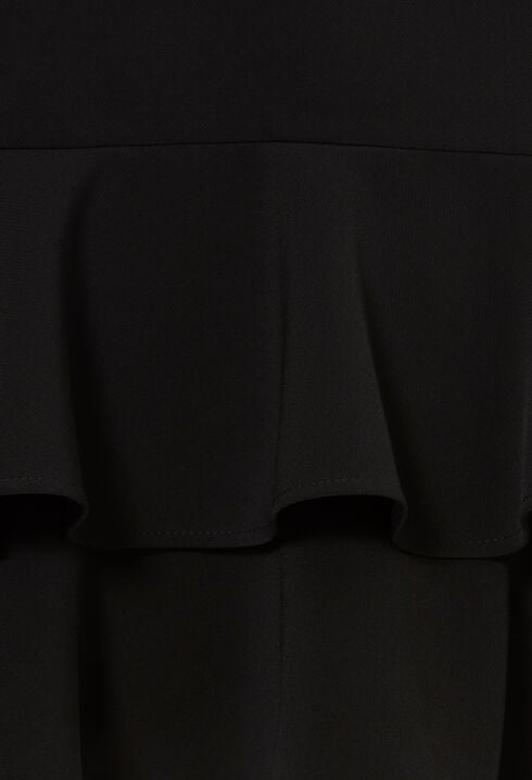 Flared ruffled midi skirt