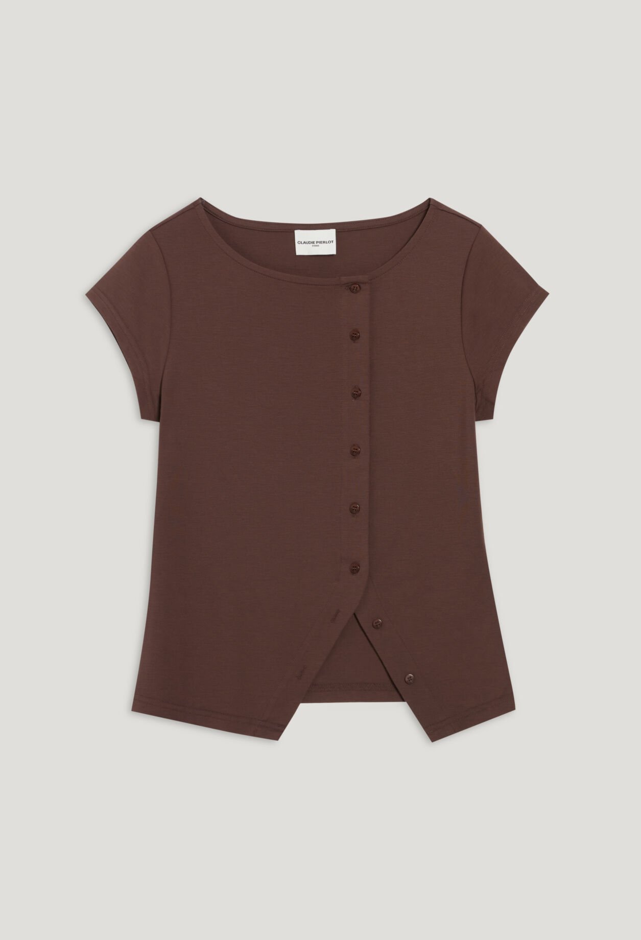 Top boutonné asymétrique noir