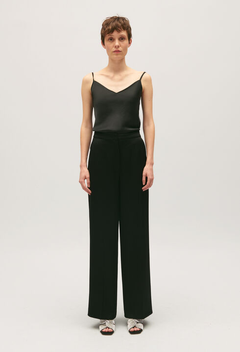 Pantalon tailleur satiné noir