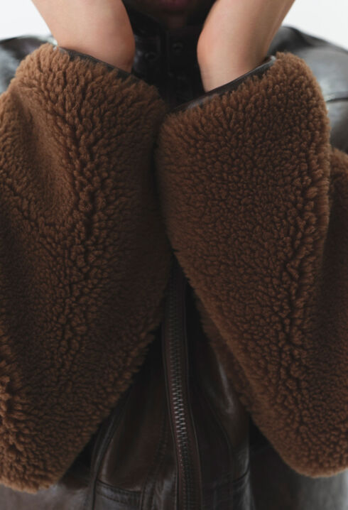 Veste bi-matière courte bicolore