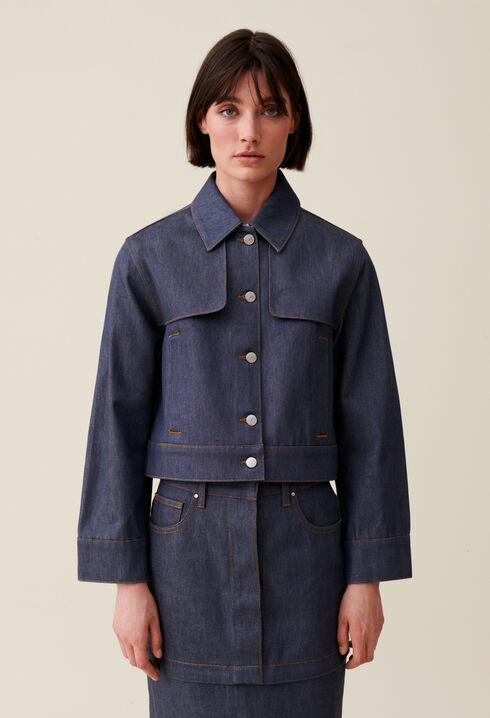 Veste denim foncé large 