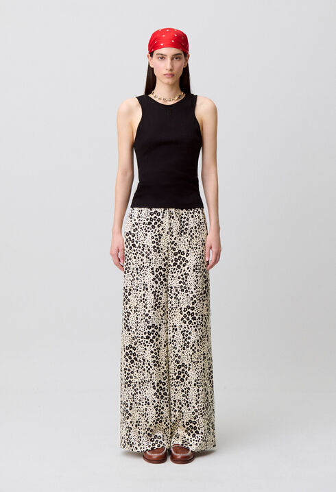 Satinhose mit Animal-Print