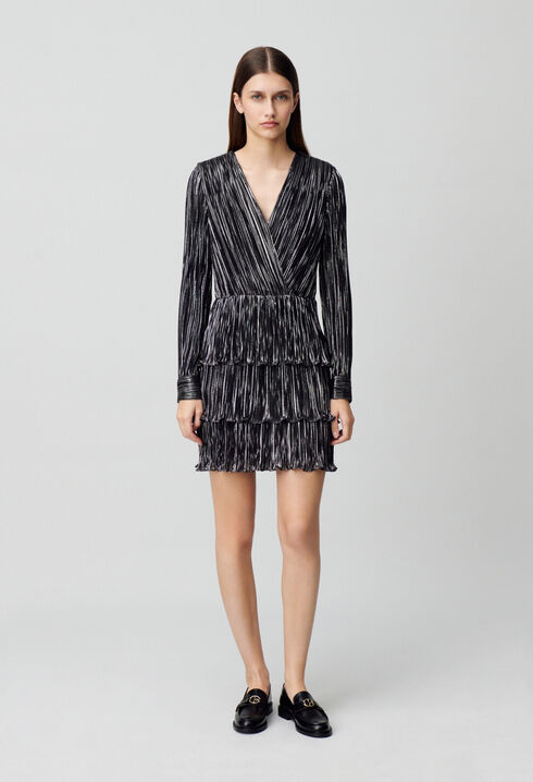 Robe argentée courte à volants