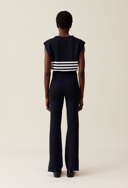 Navy blue knitted trousers