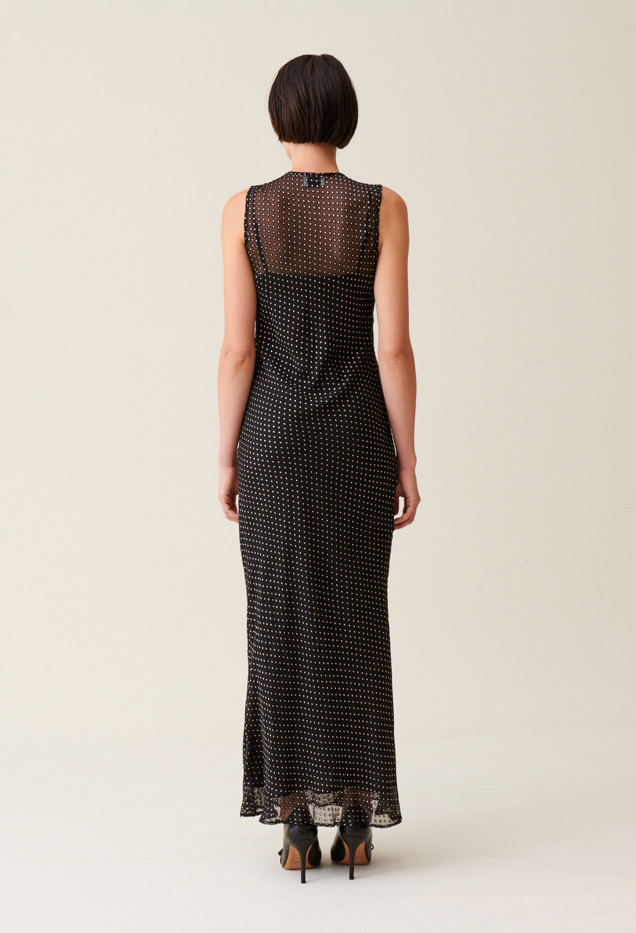 Sheer polka-dot maxi dress
